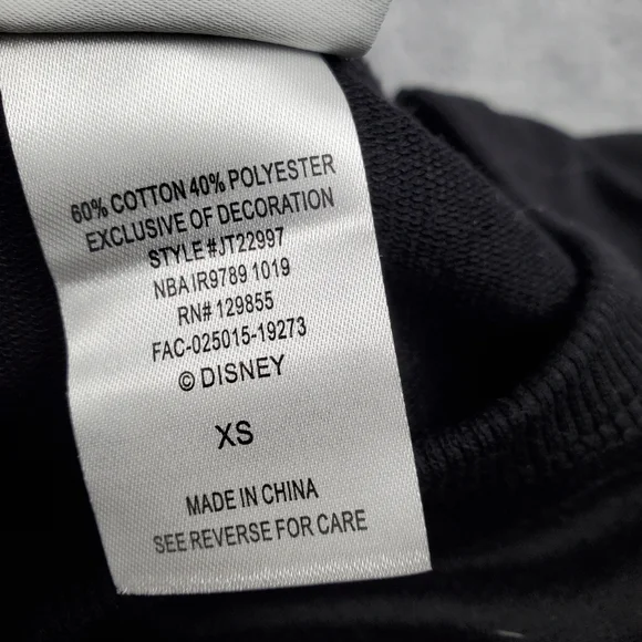 Disney Womens XS Disneyland Long Sleeve Top Black Silver Shimmer Spell Out NEW - Picture 7 of 10